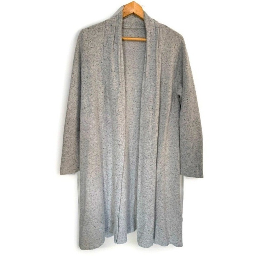 Chic Cardigan Medium Grey Speckled Longline Knit Sweater Lagenlook Minimalist